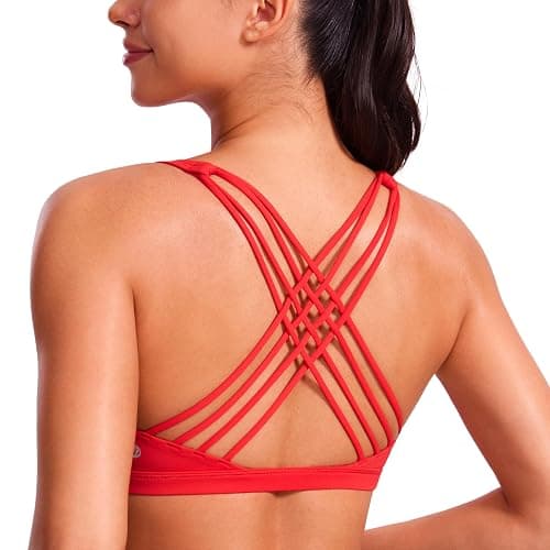 CRZ YOGA Naked Feeling Strappy Sports Bras for Women - Criss Cross Back Wireless Padded Cami Yoga Workout Top - Image 1