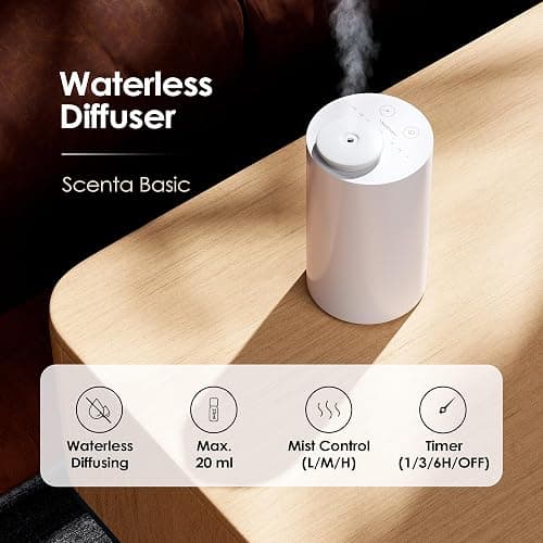Waterless Diffuser for Essential Oil, Battery Operated Nebulizer, 0.7 Fl.Oz./ 20mL Capacity, Mini Scent Air Machine, 3 Countdown Timers & 3 Mist Levels for Home, Room, Car, Office - AN6 Lavender thumbnail 3