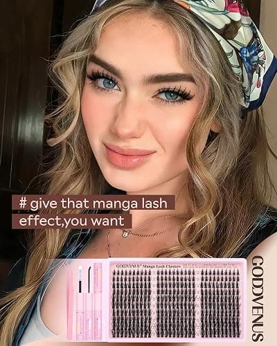 Goddvenus Manga Lash Clusters Kit Natural 300 Pcs Cluster Eyelash Extensions Kit Wispy Fairy Fluffy Eyelash Clusters Anime Cosplay Individual Lash Extensions Kit CC Curve 10-16mm thumbnail 3