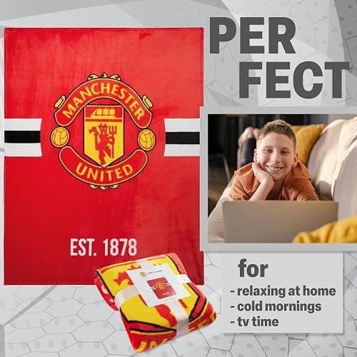 Manchester United F.C. Fleece Bed Blanket Soft Sofa Throw for Bedroom Travel Home Decor 49“ x 59” Gifts for Men thumbnail 4
