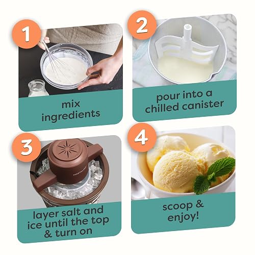 Nostalgia Electric Ice Cream Maker With 6 Qt Capacity - Old Fashioned Ice Cream Machine Makes Frozen Yogurt or Gelato in Minutes- Vintage Wooden Style Ice Cream Maker with Aluminum Canister- Dark Wood thumbnail 4