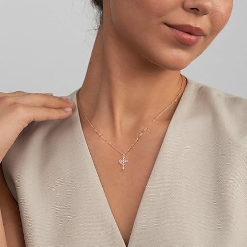Robaice Upgraded Crown Cross Necklace for Women, 14K Gold Plated Crown Cross Pendant Necklace, Non-Tarnish Faith Jewelry for Women, Christian Religious Gifts for Her thumbnail 3