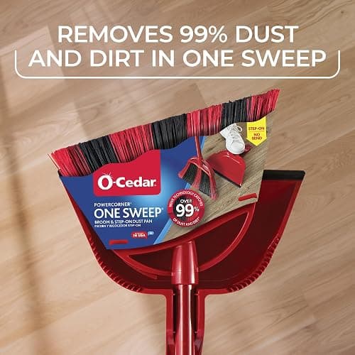 O-Cedar One Sweep Broom & Step-On Dustpan Set | Patented Wave Bristles Remove Over 99% of Dirt in One Pass | Lightweight & Quiet for Pet-Friendly Cleaning thumbnail 5