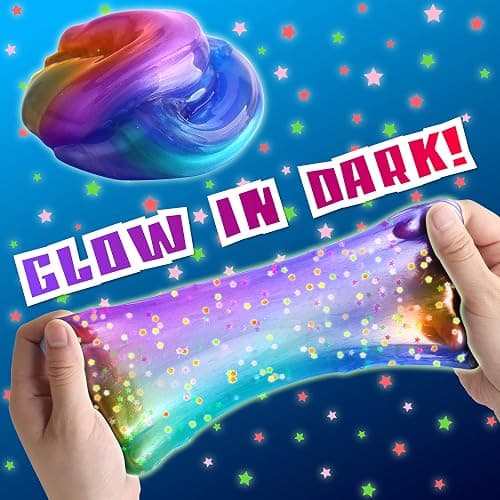 35.16 FL OZ Galaxy Glowing Slime for Kids, FunKidz 1040ML Premade Space Slime 8 Packs Toy for Girls Slime Kit with Neon, Glow, Metallic Fun Boys Craft Great Party Gifts thumbnail 3
