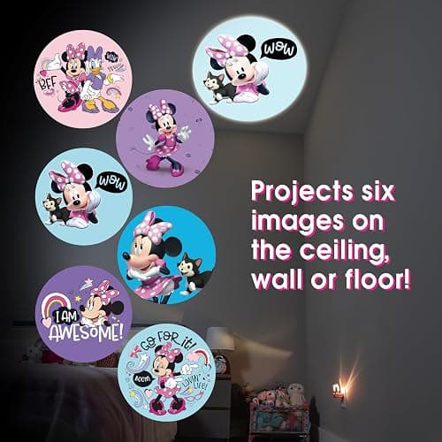 Disney Projectables Disney Minnie Mouse LED Kids Night Light, Projector, Dusk to Dawn, Plug-in ,Mickey Mouse, for Kids, Girls Bedroom, Playroom, Gaming Room, Nursery, 57958 - 1 Pack - Purple/Pink Minnie Projectable thumbnail 2