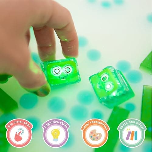 New Glo Pals Pippa Water-Activated Bath Toy with 6 Reusable Light-Up Cubes for Sensory Play thumbnail 7