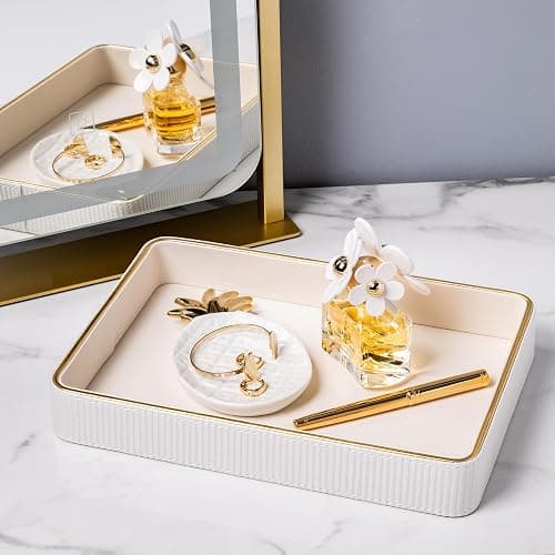 Perfume Tray for Women Valet Tray Night Stand Bedside Organizer| Perfume Organizer Catchall| Perfume Trays for Dresser Vanity Tray for Dresser Countertop| Perfume Holder thumbnail 7