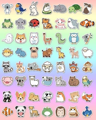 100 Pcs Animal Stickers for Kids, Cute Water Bottle Stickers for Kids Waterproof, Vinyl Laptop Kid Sticker Pack, Kid Classroom Prizes for Elementary Students thumbnail 5