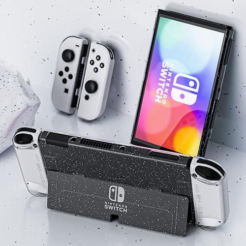 [Improved Version] Dockable Clear Case for Nintendo Switch OLED 2021, FANPL Protective Case Cover for Switch OLED and Joy Con Controller - Strong and Durable, Not Easy to Fall Off (Glitter) thumbnail 7