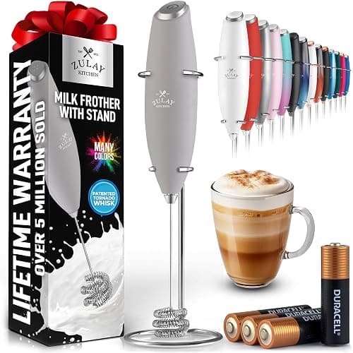Zulay Kitchen Patented Tornado Triple Whisk Milk Frother with 4 Duracell Batteries – Handheld Foam Maker for Coffee, Lattes, Matcha & Hot Chocolate – Rich, Creamy Froth in Seconds - Image 1