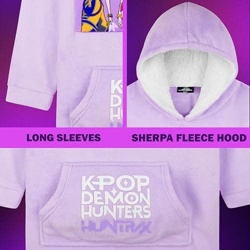 KPop Demon Hunters Official Huntrix Oversized Hoodie for Girls Teens 6-14 Yrs, Fleece Sherpa Lined Hood, Rumi Mira Zoey Gifts thumbnail 3