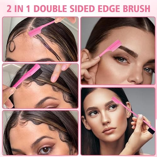 Slick Back Hair Brush for Smooth Flyaways, Frizz, Sleek Ponytail, Buns and Edge Baby Hair | Slickback Brushes Hair Comb, Edge Brush, Teasing Brush Styling Accessories for Girls, Kids, Women & Men thumbnail 7