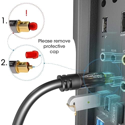 KabelDirekt – Optical Audio TOSLINK Cable – 6ft – Soundbar | Optical digital audio cable: Perfect for equipment with a TOSLINK interface (OPT In / OPT Out or S/PDIF In / S/PDIF Out) thumbnail 8