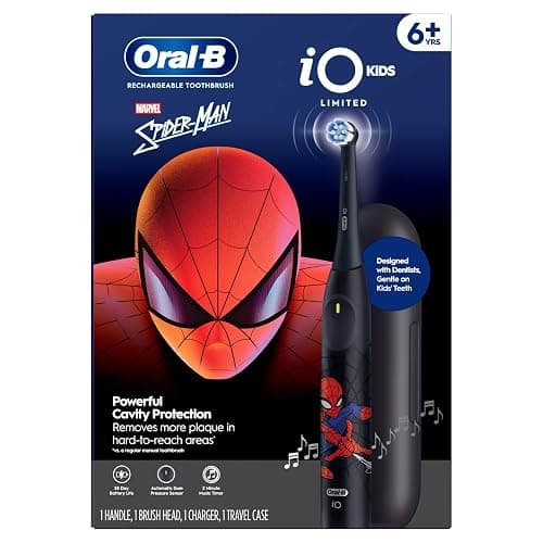Oral-B iO Kids Limited Rechargeable Electric Powered Toothbrush, Spiderman with 1 Gentle Care Brush Head - Automatic Pressure Sensor to Protect Gums - 3 Cleaning Settings - 2 Min Music Timer thumbnail 10