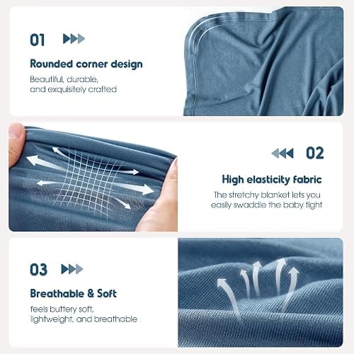 GRSSDER 3 Pack Newborn Swaddle Blanket, Ultra Soft Stretchy Jersey Knit Extra Large Size 33 x 44 Receiving Blankets for Easy Swaddling Baby Snug and Cozy, Comfortable and Lightweight for All Seasons thumbnail 4