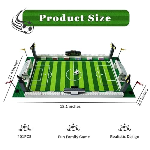 Soccer Field Building Blocks Set, Compatible with Soccer Lego Set, Soccer Stadium Toy Building Bricks, Football Sports Bord Game for Teens Kids Adults, Gifts for Boys & Girls - 401PCS thumbnail 3
