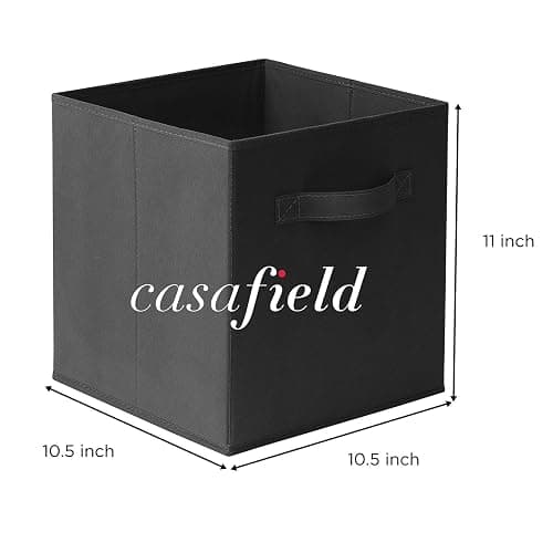 Casafield Set of 6 Collapsible Fabric Cube Storage Bins, Black - 11" Foldable Cloth Baskets for Shelves, Cubby Organizers & More thumbnail 3