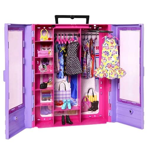 Barbie Fashionistas Ultimate Closet Portable Fashion Toy with Doll, Clothing, Accessories and Hangers, Gift for 3 Years Old and Up thumbnail 2
