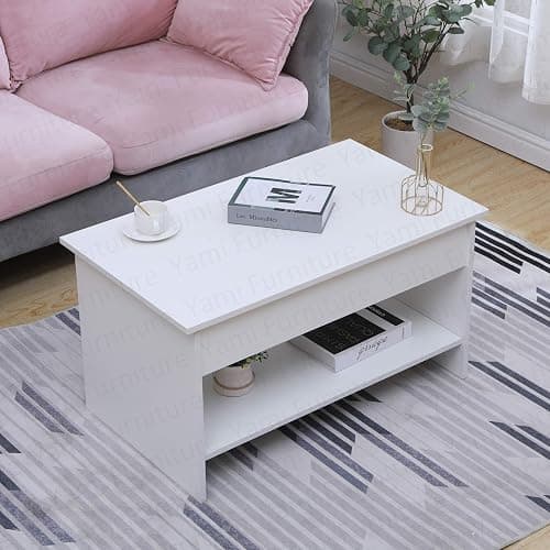 Yaermei Livingroom Coffee Tea Table with Sliding Top & Large Hidden Storage Space Office Furniture (White-Style 2) thumbnail 4
