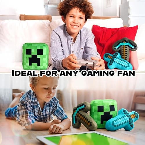 Minecraft Toys Plush Figure 3D Set Pack of 3 Toddler Pillow Cushion for Kids Teens Cuddle Buddy Home Decor Bedroom Accessories Stuffed Collectibles Soft Stuffed Animals Gifts for Gamers thumbnail 4
