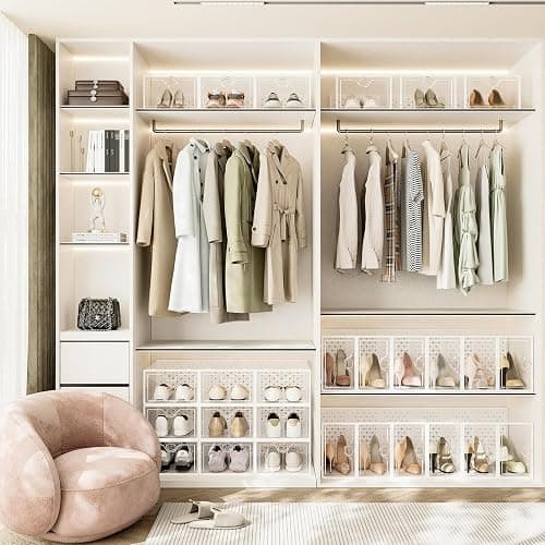 Pinkpum 15 Pack X-Large Shoe Storage Boxes Fit US Size 11, Shoe Organizer for Closet Clear Plastic Stackable Shoe Dispaly Case Holder Bins, Sneaker Storage for Sneakerheads White for Home and Family thumbnail 2