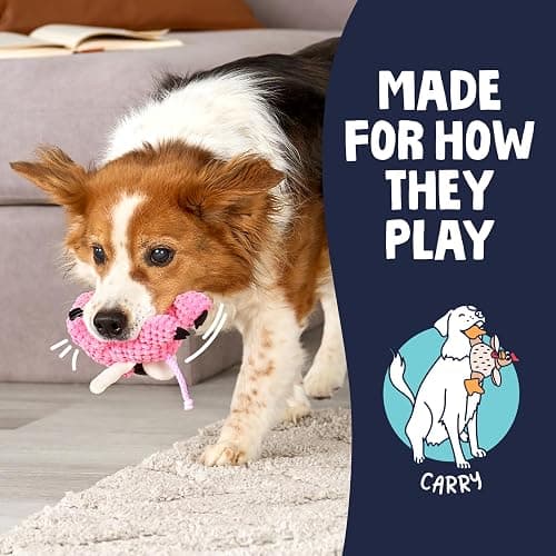 goDog Checkers Just for Me Flying Pig Squeaky Plush Dog Toy with Chew Guard Technology, Durable Fabric & Squeaker for Active Play, Pink, Mini thumbnail 5