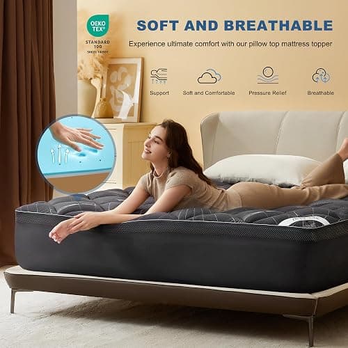 Bedlore 4-Inch Twin XL Mattress Topper for Back Pain - Dual Layer Medium Support (2" Gel Memory Foam + 2" Cooling Fluffy Pillow Top Pad), Breathable & Pressure Relief (Gray) thumbnail 3