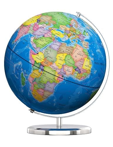 Orionstar 13" Large World Globe with Stand, Educational Globe for Kids Learning, Colorful HD World Map Details, Illuminated Globes Lamp with Stable Heavy Metal Base, LED - Image 1