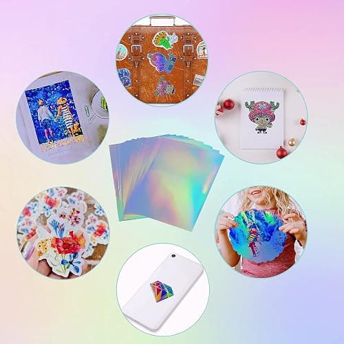 20 Sheets Holographic Sticker Paper 8.5x11 inch Printable Waterproof Stickers Rainbow Vinyl Sticker Sheets for Inkjet or Laser Printer thumbnail 6