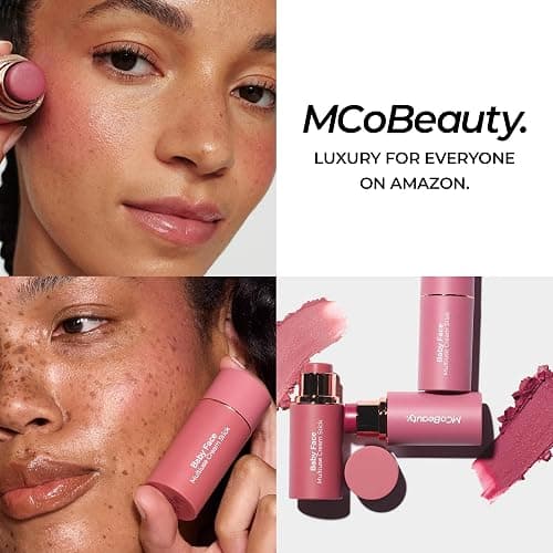 MCoBeauty Baby Face Cream Blush Stick - Peony Rose - Pink Multiuse Buildable Lip and Cheek Color Balm for a Radiant Dewy Glow - Face Makeup with Jojoba Seed Oil Coconut Oil - Vegan & Cruelty Free thumbnail 8