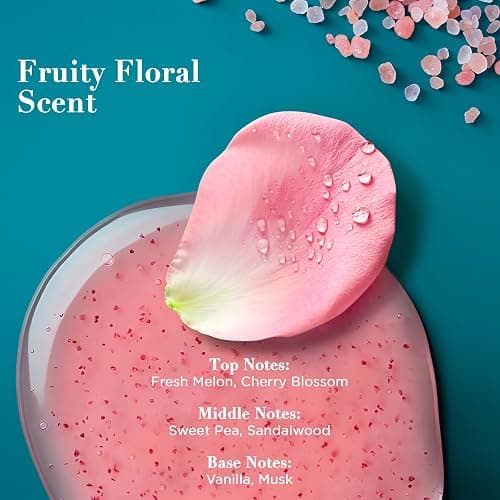 OGX Sensitive + Rose Water & Pink Sea Salt Body Scrub, 19.5 fl oz | Gentle Exfoliating Daily Body Wash, Rose Quartz, Softens Skin, Sulfate-Free Surfactants thumbnail 4
