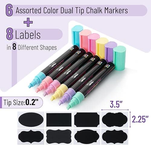 Mr. Pen- Chalk Markers, 6 Pack, Assorted Colors, 8 Labels | Chalkboard & Glass Markers, Liquid Chalk Pens, Erasable thumbnail 3