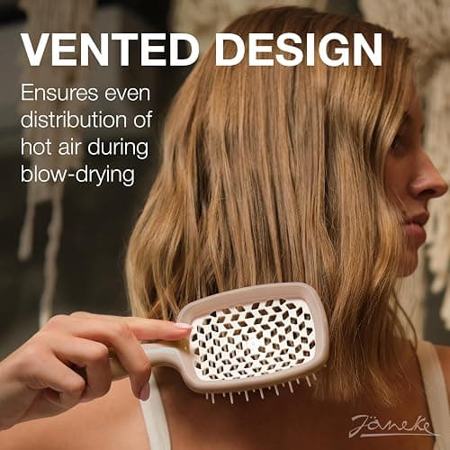 Janeke Superbrush Detangling Brush for Soft Smoothing Hair Brushing with Anti-Static Bristles - Vented Wet Hair Brush for Blow Drying Use - Perfect for Curly, Thick, Wavy, Fine Hair Types (Nude) thumbnail 2