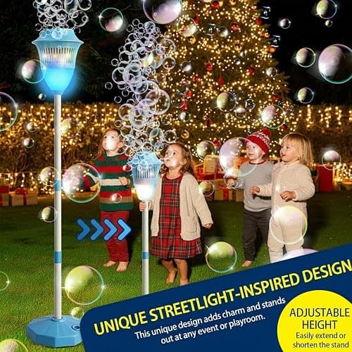 ROHSCE Automatic Bubble Machine with LED Lights & Music, Tall Rechargeable Bubble Maker for Kids, Adjustable Height 47 Inches Outdoor Bubble Stand Machine for Birthday Party, Wedding, Garden, Camping thumbnail 3