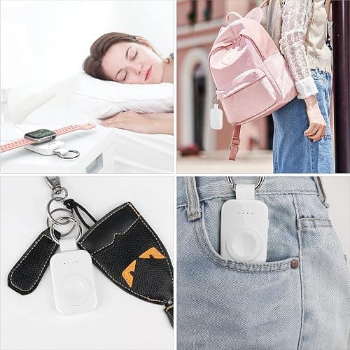 i.VALUX Portable Wireless Charger Compatible for Apple Watch Series 11/10/9/8/UItra/7/6/5/4/3/2/SE,Compact Magnetic iWatch Charger 1000mAh Power Bank Keychain Style for Mother Girl Birthday-White thumbnail 4