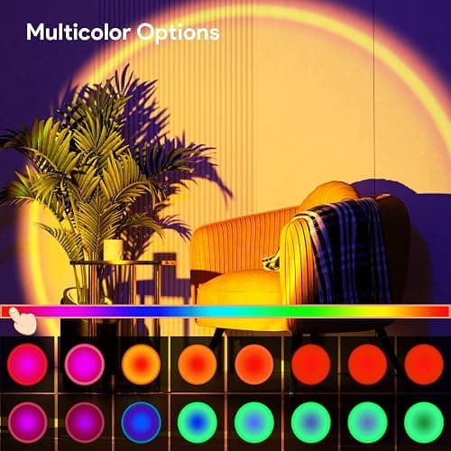 Bavcieu Sunset Lamp Projection Led Lights with Remote, Multicolor Night Light 360° Rotation Rainbow Lights 4 Modes Setting for Photography/Selfie/Party/Home/Living Room/Bedroom Decor, Gifts for Women thumbnail 2