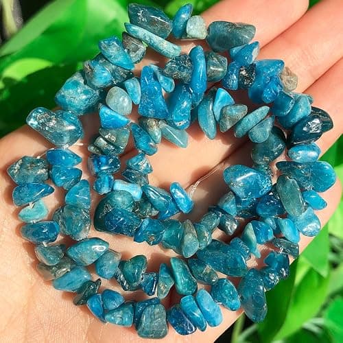 NITOPUPU 30in Apatite Natural Chip Stone Beads 5-8mm About 230pcs,Irregular Drilled Blue Bead for Bracelets Jewelry Making Supplies for Adults,DIY Crafts. thumbnail 2