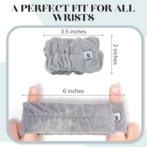 Face Washing Wristbands (6 Pack) | Soft and Absorbent Spa Wrist Bands for Skincare and Makeup | Fast Drying Bamboo Cuffs That Keep Arms Dry | Gift Ready Set for The Holiday Season thumbnail 4