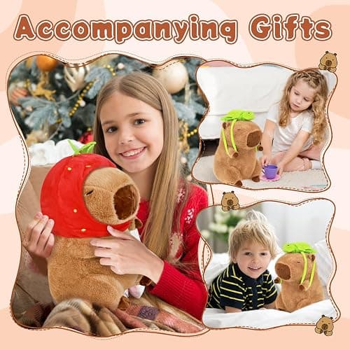 Loskv Capybara Plush 11.8 inch with Turtle Backpack Soft Capybara Stuffed Animals Capybara Hugging Gifts Capybara Doll Pillow for Kids Girls Toys (Turtle Capybara Brown 11.8 inch) thumbnail 7