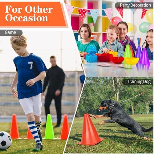 PXZBLG 12/24/50pcs Soccer Cones, 7" Plastic Traffic Cones | for Sports Training, Football, Soccer, Basketball, Coaching, Practice thumbnail 6