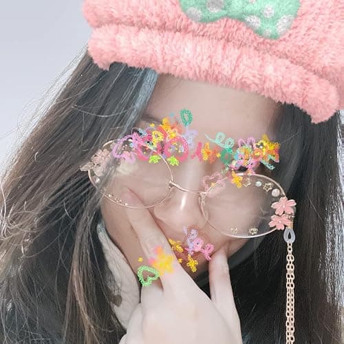 Kawaii Sakura Glasses With Chain - Cute Cosplay Accessories, Glass Case Included thumbnail 6
