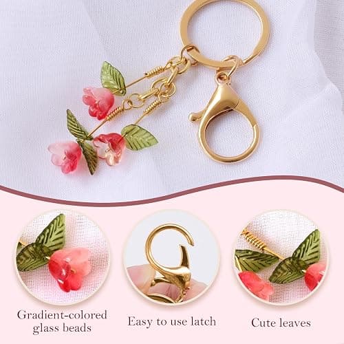 SanQuan Trailing Tulip Flower Keychains for Women-Handmade,Bag Charm,Purse Charm,Elegant Gifts for Women/Mom/Her thumbnail 4