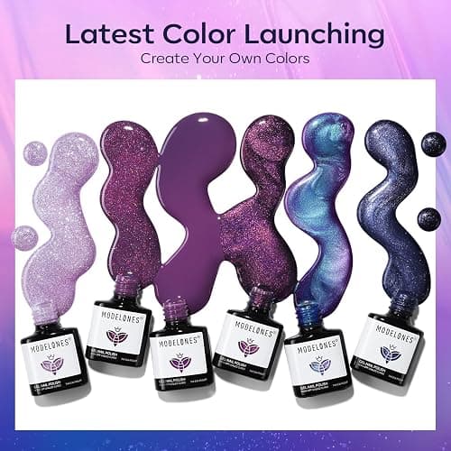 modelones Gel Nail Polish Set, 6 Colors 2026 Purple-Red/Black/Blue Sparkle Chameleon Glitter Gel Polish Purple-Black Color Changing 9D Cat Eye Nail Polish With Magnet LED Nail Art DIY Gift thumbnail 4