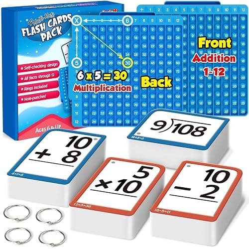 Torlam Math Flash Cards + Math Board, Multiplication Flash Card Times Table Chart, Math Manipulatives Division, Addition, Subtraction Math Games Toys for Kids, 1st, 2nd, 3rd, 4th, 5th, 6th Grade - Image 1