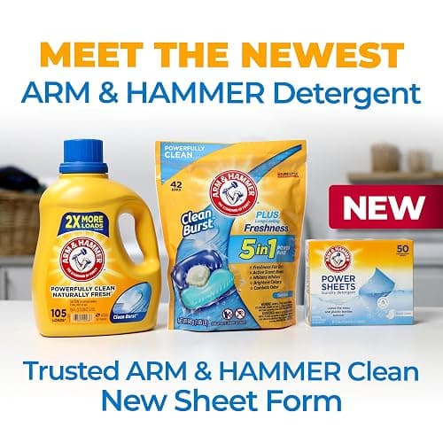 Arm & Hammer Power Sheets Laundry Detergent, Fresh Linen 50ct, up to 100 Small Loads (Packaging may vary) thumbnail 10