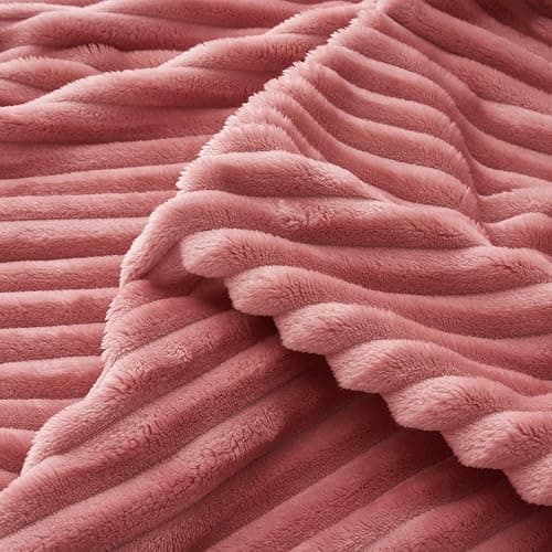 MIULEE Decorative Soft Fleece Blanket Fluffy Fuzzy Cozy Plush Throw for Couch Sofa Bedroom Living Room Decor Pink 50x60 Inches thumbnail 3