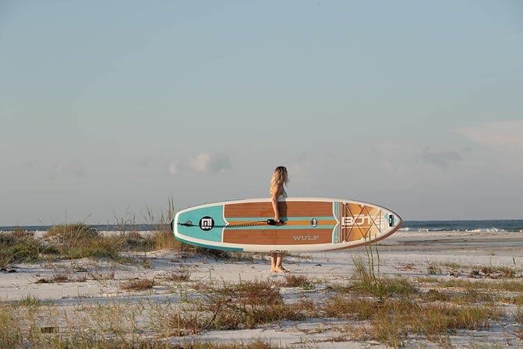 BOTE Wulf Aero Inflatable Stand Up Paddle Board Kit Includes Accessories Adjustable Paddle iSUP Travel Bag Blow Up Pump Safety SUP Coiled Leash Multiple Sizes - 11 FT 4 In - Native Dune thumbnail 3