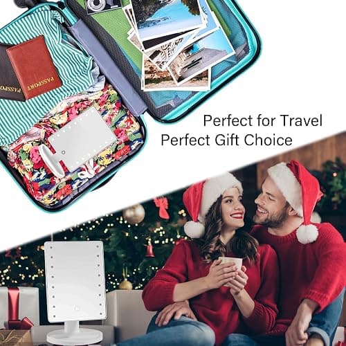 KOOKIN Lighted Vanity Makeup Mirror 16 Led Lights 180 Degree Rotation Lighted Mirror Touch Screen Adjusted Brightness Desk Mirrors USB Dual Supply Bathroom Beauty Cosmetic Mirrors (White) thumbnail 8
