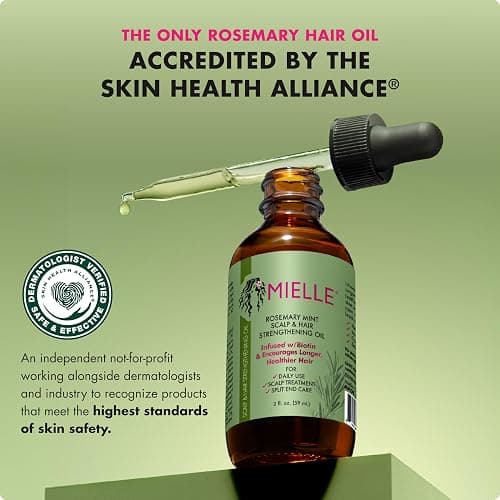 Mielle Organics Rosemary & Mint Hair Oil - Strengthening Biotin Oil Infused Frizzy & Damaged Hair Care - Split Ends & Dry Scalp Treatment to Support Longer, Healthier Strands, 2 Ounce thumbnail 4