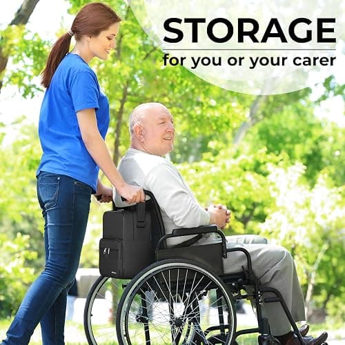 iMedic Deluxe Wheelchair Bag – Storage Backpack for Adults – Hangs Securely on Wheelchair Back – Organiser for Mobility & Electric Wheelchairs – Black thumbnail 3